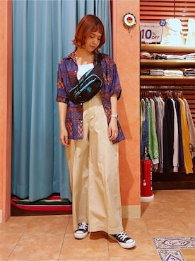 「チチカカ」｜「アイテム（ボディバッグ/ウエストポーチ）」を使った、チチカカさん（レディース・158cm）の春コーディネート
