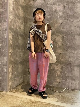 「アクティブ」｜「アイテム（ハンチング/ベレー帽）」を使った、チチカカさん（レディース・151cm）の春コーディネート