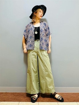 「チチカカ」｜「アイテム（タンクトップ）」を使った、チチカカさん（レディース・165cm）の夏コーディネート