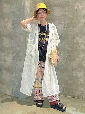 「エスニック」｜「アイテム（シャツワンピース）」を使った、チチカカさん（レディース・158cm）の夏コーディネート