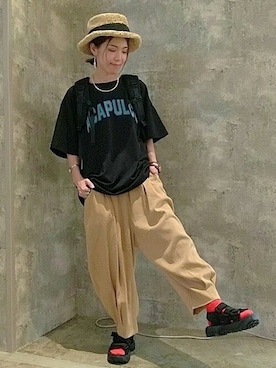 「アクティブ」｜「アイテム（サンダル）」を使った、チチカカさん（レディース・158cm）の夏コーディネート