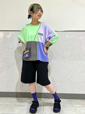 「アイテム（その他雑貨、パープル系）」を使った、チチカカさん（レディース・152cm）の夏コーディネート