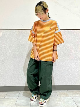 「チチカカ」｜「アイテム（カーゴパンツ）」を使った、チチカカさん（レディース・152cm）の夏コーディネート