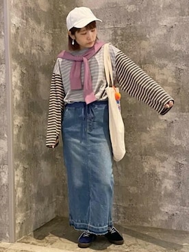 「チチカカ」｜「アイテム（デニムスカート）」を使った、チチカカさん（レディース・151cm）の秋コーディネート
