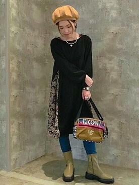 「チチカカ」｜「アイテム（デニムパンツ）」を使った、チチカカさん（レディース・158cm）の秋コーディネート