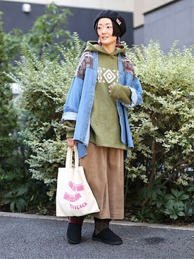 「チチカカ」｜「アイテム（ブーツ）」を使った、チチカカさん（レディース・157cm）の冬コーディネート