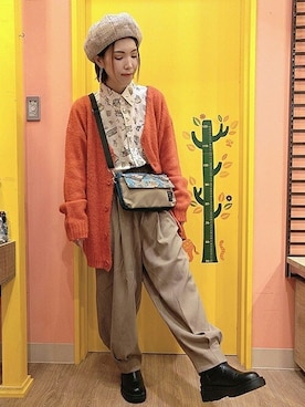 「チチカカ」｜「アイテム（カーディガン/ボレロ）」を使った、チチカカさん（レディース・158cm）の冬コーディネート