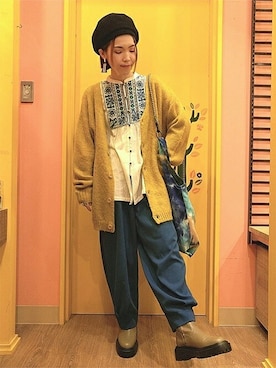 「チチカカ」｜「アイテム（カーディガン/ボレロ）」を使った、チチカカさん（レディース・158cm）の冬コーディネート