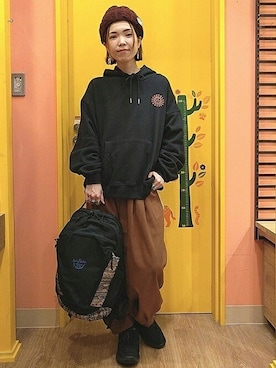 「アクティブ」｜「アイテム（ニットキャップ/ビーニー）」を使った、チチカカさん（レディース・158cm）の冬コーディネート