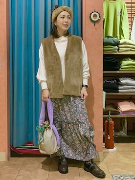 「チチカカ」｜「アイテム（ローファー）」を使った、チチカカさん（レディース・165cm）の冬コーディネート
