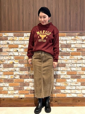 「チチカカ」｜「アイテム（ブーツ）」を使った、チチカカさん（レディース・164cm）の冬コーディネート