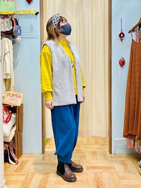 「チチカカ」｜「アイテム（ベスト）」を使った、チチカカさん（レディース・158cm）の冬コーディネート