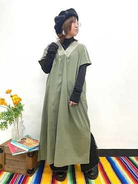 「チチカカ」｜「アイテム（キャップ）」を使った、チチカカさん（レディース・160cm）の冬コーディネート