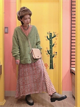 「チチカカ」｜「アイテム（カーディガン/ボレロ）」を使った、チチカカさん（レディース・158cm）の冬コーディネート