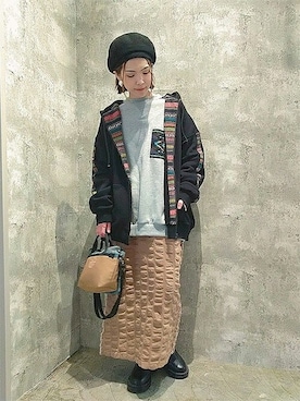 「エスニック」｜「アイテム（スウェット）」を使った、チチカカさん（レディース・158cm）の冬コーディネート