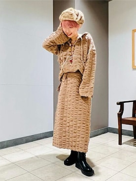「チチカカ」｜「アイテム（キャップ）」を使った、チチカカさん（レディース・165cm）の冬コーディネート