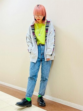「チチカカ」｜「アイテム（デニムパンツ）」を使った、チチカカさん（レディース・165cm）の冬コーディネート