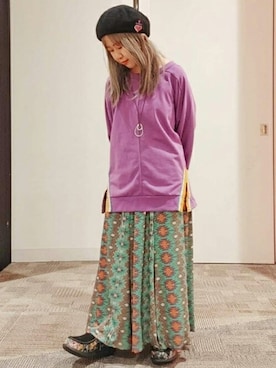 「エスニック」｜「アイテム（スウェット）」を使った、チチカカさん（レディース・149cm）の冬コーディネート