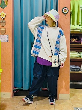 「エスニック」｜「アイテム（スウェット）」を使った、チチカカさん（レディース・155cm）の春コーディネート