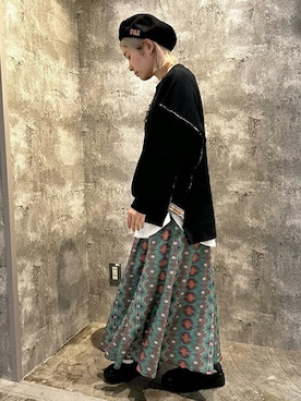 「エスニック」｜「アイテム（ハンチング/ベレー帽）」を使った、チチカカさん（レディース・151cm）の春コーディネート