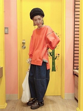 「エスニック」｜「アイテム（スウェット）」を使った、チチカカさん（レディース・158cm）の春コーディネート