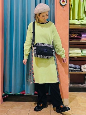 「エスニック」｜「アイテム（ハンチング/ベレー帽）」を使った、チチカカさん（レディース・155cm）の春コーディネート