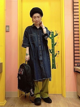 「エスニック」｜「アイテム（シャツワンピース）」を使った、チチカカさん（レディース・158cm）の春コーディネート