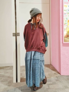 「エスニック」｜「アイテム（スウェット）」を使った、チチカカさん（レディース・149cm）の春コーディネート