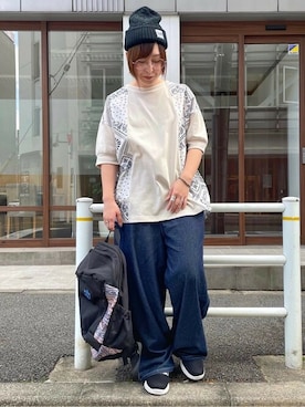 「チチカカ」｜「アイテム（デニムパンツ）」を使った、チチカカさん（レディース・160cm）の春コーディネート