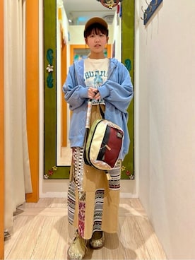 「刺繍」｜「アイテム（モカシン/デッキシューズ）」を使った、チチカカさん（レディース・156cm）の春コーディネート