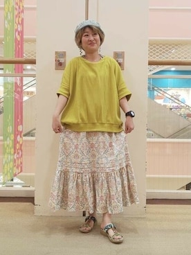 「エスニック」｜「アイテム（ハンチング/ベレー帽）」を使った、チチカカさん（レディース・154cm）の春コーディネート
