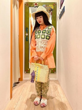 「チチカカ」｜「アイテム（サンダル）」を使った、チチカカさん（レディース・156cm）の春コーディネート