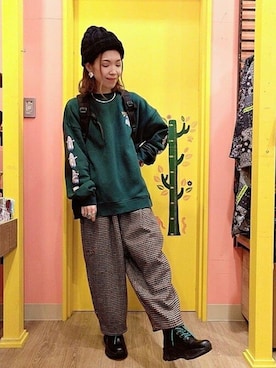 「エスニック」｜「アイテム（スウェット）」を使った、チチカカさん（レディース・158cm）の冬コーディネート