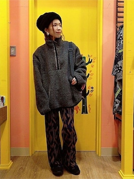 「エスニック」｜「アイテム（スウェット）」を使った、チチカカさん（レディース・158cm）の冬コーディネート