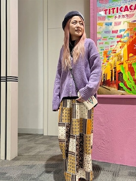 「チチカカ」｜「アイテム（カーディガン/ボレロ）」を使った、チチカカさん（レディース・163cm）の冬コーディネート