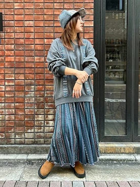 「エスニック」｜「アイテム（スウェット）」を使った、チチカカさん（レディース・160cm）の冬コーディネート
