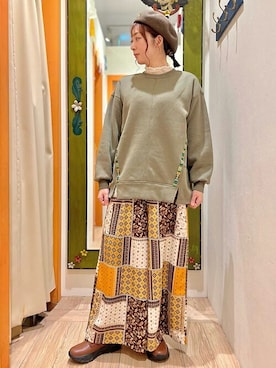 「エスニック」｜「アイテム（スウェット）」を使った、チチカカさん（レディース・163cm）の冬コーディネート