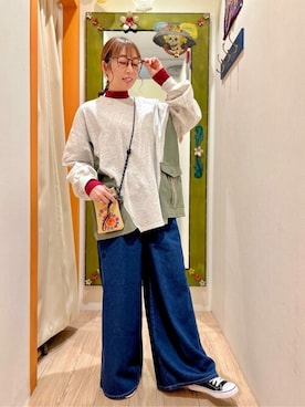 「エスニック」｜「アイテム（スウェット）」を使った、チチカカさん（レディース・163cm）の春コーディネート