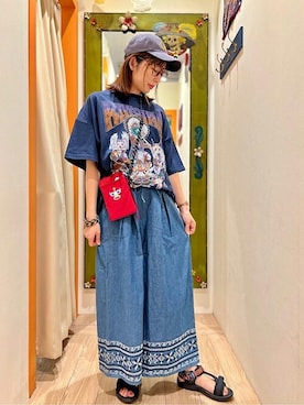 「チチカカ」｜「アイテム（デニムパンツ）」を使った、チチカカさん（レディース・163cm）の春コーディネート