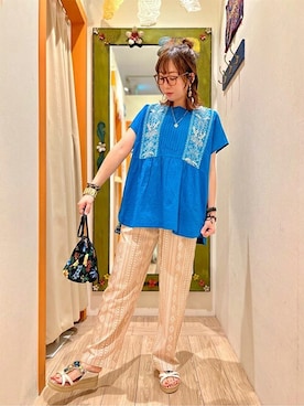 「チチカカ」｜「アイテム（シャツ/ブラウス）」を使った、チチカカさん（レディース・163cm）の春コーディネート