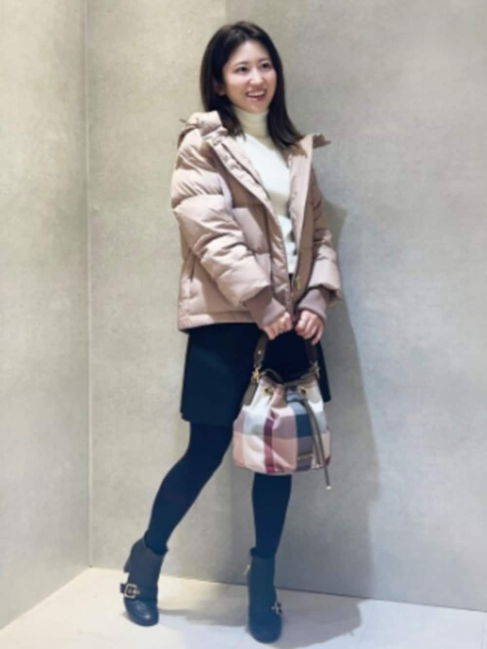 ブルーレーベルクレストブリッジ　ダウンコート　リアルファー チェック　36 BURBERRY BLUE LABEL（バーバリーブルーレーベル） 美品△BURBERRY