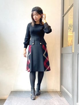 「BLUE LABEL CRESTBRIDGE（ブルーレーベルクレストブリッジ）のアイテム（ハンチング/ベレー帽）」を使った、ブルーレーベル・クレストブリッジ公式さん（レディース・170cm）の冬コーディネート