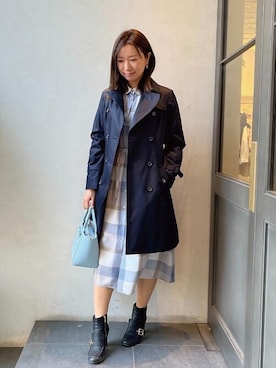 「ブルーレーベル」｜「アイテム（トレンチコート）」を使った、ブルーレーベル・クレストブリッジ公式さん（レディース・170cm）の春コーディネート