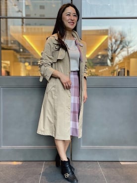 「ブルーレーベル」｜「アイテム（トレンチコート）」を使った、ブルーレーベル・クレストブリッジ公式さん（レディース・155cm）の春コーディネート