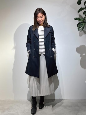 「バスクシャツ」｜「アイテム（トレンチコート）」を使った、ブルーレーベル・クレストブリッジ公式さん（レディース・170cm）の春コーディネート
