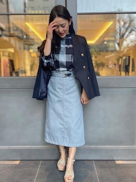 「BLUE LABEL CRESTBRIDGE（ブルーレーベルクレストブリッジ）のアイテム（テーラードジャケット）」を使った、ブルーレーベル・クレストブリッジ公式さん（レディース・155cm）の春コーディネート