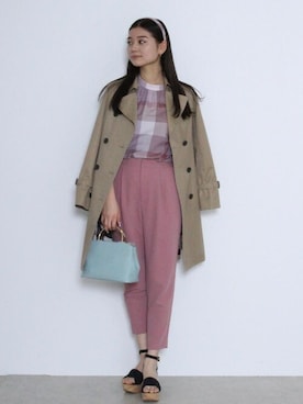「ブルーレーベル」｜「アイテム（トレンチコート）」を使った、ブルーレーベル・クレストブリッジ公式さん（レディース・167cm）の春コーディネート