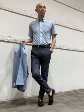 「m.f.editorial（エムエフエディトリアル）のアイテム（パンツ）」を使った、m.f.editorial スタッフさん（メンズ・176cm）の夏コーディネート