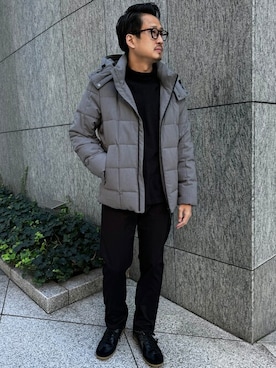 「スキニーデニム」｜「アイテム（ダウンジャケット/コート）」を使った、a.v.v本社MENSスタッフさん（メンズ・172cm）の秋コーディネート