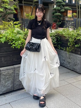 「ガーリーコーデ」｜「アイテム（サンダル）」を使った、emsexcite　/　エムズエキサイトさん（レディース・156cm）の夏コーディネート